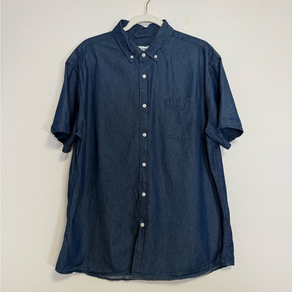 Saturdays New York City blue denim button down short sleeve shirt men’s sz XXL
